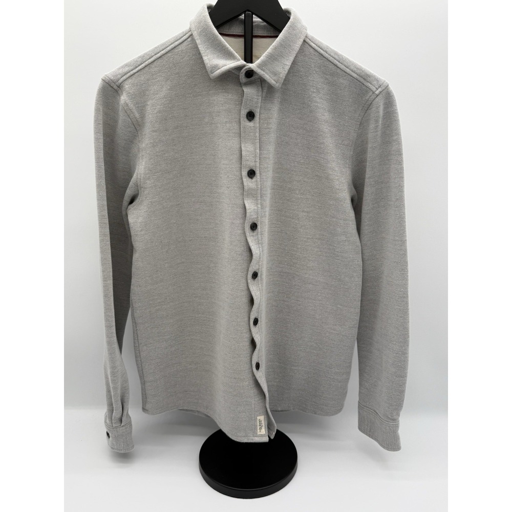 Civil Society Knit Button Up Shirt Mens Small Gray Stretch Long Sleeve Casual